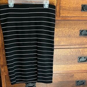 Catherine Malandrino Black Pencil Skirt with White Stripes